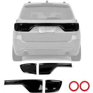 Smoked Black Rear Tail Light Covers for Dodge Durango 2014-2024, 4pcs