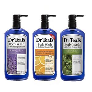 Dr Teal's Body Wash Variety Gift Set (3 Bottles, 24 Oz Each) - Soothe & Sleep, Glow & Radiance, and Relax & Relief - Lavender, Citrus, & Eucalyptus Scents - Essential Oils & Epsom Salts for Relaxation