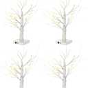 Macarrie 4 Pcs Birch Tree with LED Lights Christmas Wedding Decorations Tabletop Lighted White Mini Artificial Branches Battery Powered or USB Twinkling Table Centerpiece Indoor Gift (24 Inch)