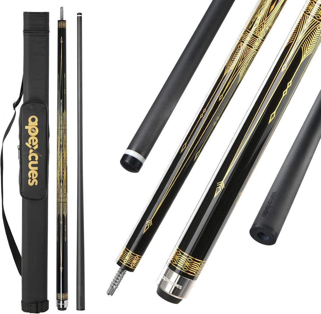 Carbon Fiber Pool Cue 12.5mm 11.5mm Tip 19 20 oz Adjustable Weight | Full Carbon Fiber, 3/8x8 Pin, Adjustable Weight System, Low-Deflection, Billiard Stick Shaft