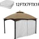 Gazebo Universal Replacement Privacy Curtain – Hugline 10' x 12' Gazebo Side Wall Outdoor Privacy Panel with Zipper (Gray)