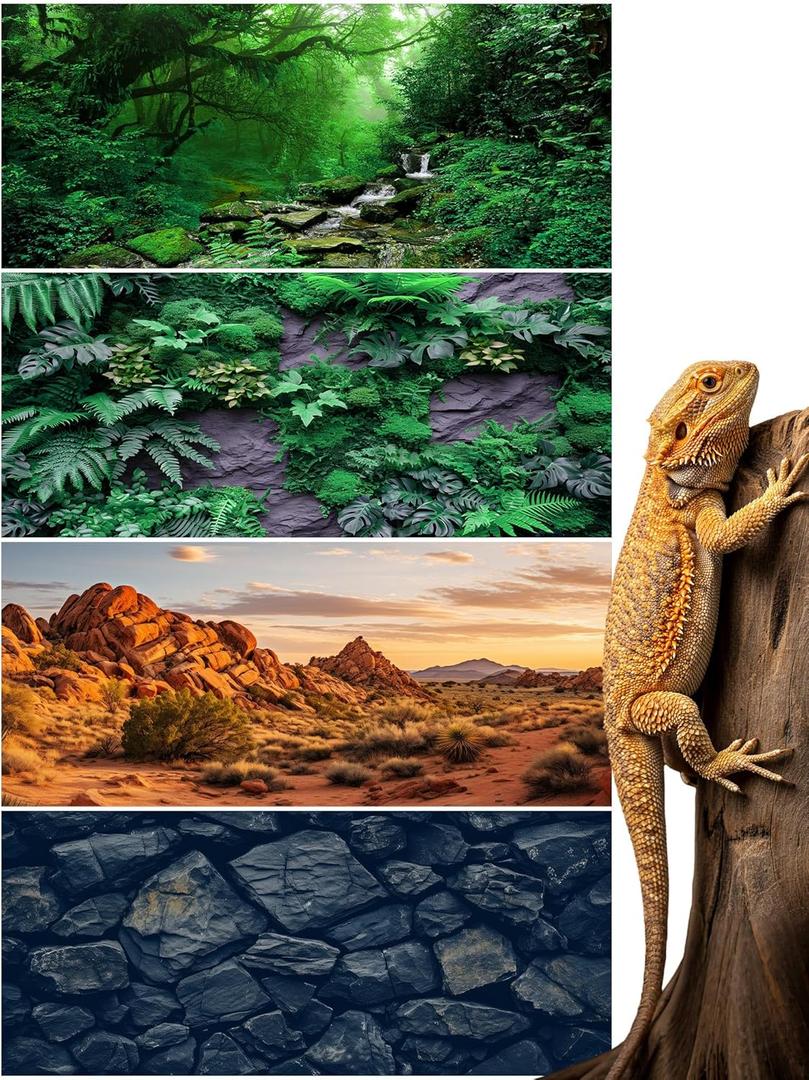 Breling 48 x 18 Inch 4 Pcs Reptile Tank Background,Habitat Scenes, Style3