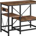 Gallon Fish Tank Stand with Power Outlet Shelves, 30x13 Metal Aquarium Stand for Reptile Tanks, 3-Tier Storage Rack, 400LBS Heavy Duty Capacity (Rustic Brown, 40-50gallon)