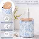 Geetery 2 Pcs Dorm Ottoman with Storage Blue Bow Floral Round Ottoman | Fancy Garden Coquette Storage Ottoman, Aesthetic Vanity Stool for Bedroom, Foot Stool for Living Room College Dorm, 2 Sizes, Small