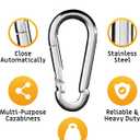 Carabiner Clip 5 Pack - Multipurpose Heavy Duty Snap Hooks - Small and Large Clips for Keys - Carabiner Hook (Gray)