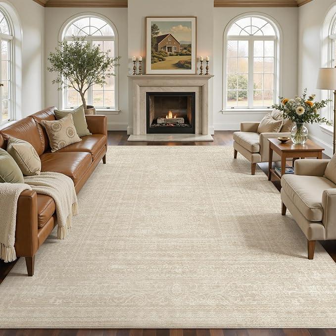 Nakagishi Neutral 12x15 Area Rugs for Living Room Washable, Beige
Pet & Kid Friendly, Non-Slip, Soft, Low-pile Carpet for Living Room/Bedroom/Dining Room/Nursery, Stain Resistant Vintage