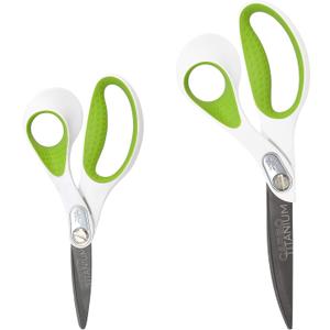 Westcott 7- and 9-Inch CarboTitanium Fabric Scissors for Fabric Cutting, Quilting, and Sewing Projects, White/Green, 2 Pack