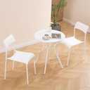 Outdoor Small Bistro Set for 2 Table and Chairs-White | Small Outdoor Patio Furniture Set Metal Frame and Plastic Tabletop &Seat for Balcony Front Porch Apartment Lawn Garden