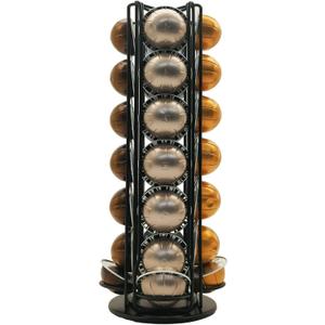 Miuly Coffee Capsule Holder For Nespresso Vertuoline, Coffee Capsule Stands Rotating Pod Rack holds 28 Nespresso Vertuo Pods, Black