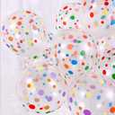 50 Pieces Polka Dot Balloons, 12 Inch Rainbow Balloons, Clear Latex Balloon with Multicolor Dots for Women Men Colorful Birthday Decoration, Party Supplies, Engagement Wedding Party