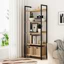 NUMENN Bookshelf, 5 Tier Bookshelves, Home Office Bookcase Shelf Storage Organizer, Free Standing Storage Shelving Unit for Bedroom, Living Room and Home Office, Natural