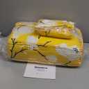 Japanese Floor Mattress, Futon Mattress with Portable Storage Bag and Washable Cover, Roll Up Thick Tatami Mat Suitable for Camping, Guest Room, Yellow Flower, Twin