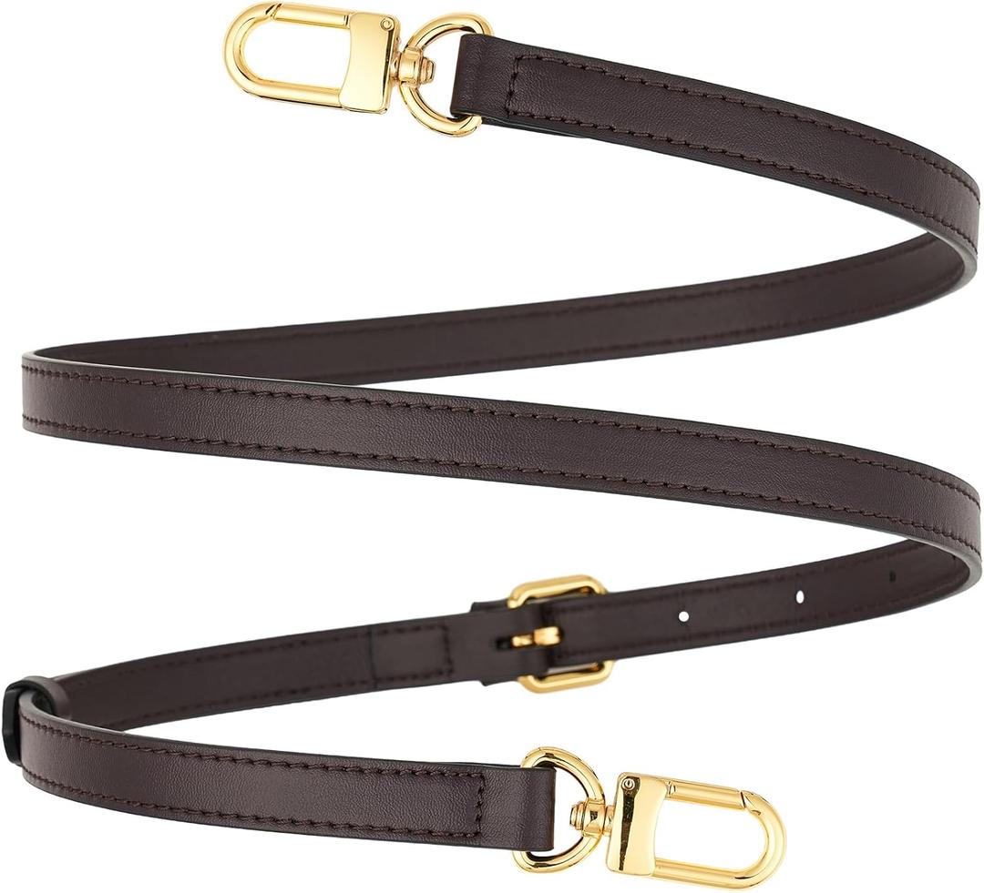 Vachetta Leather Adjustable Crossbody Strap women crossbody leather purse strap (Coffee-width:0.59 inches(1.5cm))