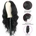 V Part Wig Body Wave Synthetic Wigs for Women 24inch Black Hair V Part Wigs Upgrade U Parts Wig Glueless Full Head Clip in Half WIG for Black Women V Shape No Leave Out Thin Hair