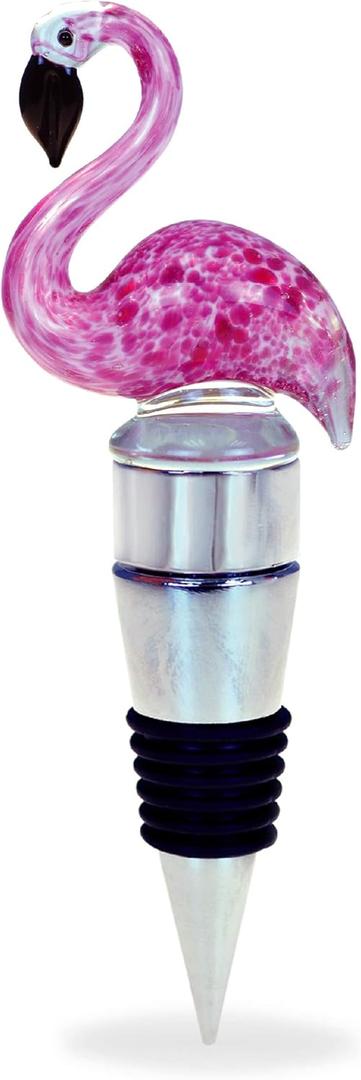 Cheers Elegant Flamingo Glass Wine Stopper - Tropical Bar Accessories, Perfect Decor and Gift for Him or Her