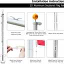 VINGLI Upgraded 25FT Sectional Aluminum Flag Pole for Outside House, Thick Tube Halyard Flag Pole Kit, In-Ground Flag Poles for 3x5 Flags Outdoor for Yard, Ball Topper Halyard Rope PVC Sleeve, Silver