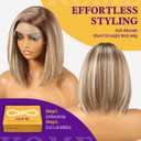 KOME Ash Blonde 13x6 Bob Synthetic Lace Front Wig for Women 12IN