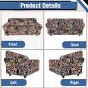 Stretch Couch Covers for 4 Separate Cushion Couch Sofa-Floral Printed Couch Sofa Cover,Washable Sofa Slipcover,Pet Friendly Furniture Protector with Elastic Bottom,Universal Fit for Home(Couch,Cover) (X-Large Sofa, Black Pattern+brown)