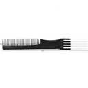 2 x FUTAI Salon Style Hair Combs Black 6 Packs Handmade Hair Pick Barber Comb Carbon Fiber Lift Teasing Comb with Stainless Steel Metal Prong