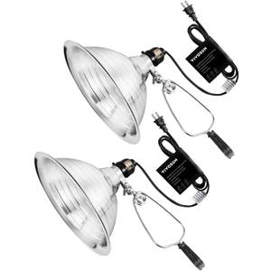 VIVOSUN Clamp Lamp Light with Detachable 8.5 Inch Aluminum Reflector up to 150 Watt E26 Socket (No Bulb Included), 6 Feet Cord, UL Listed, Pack of 2