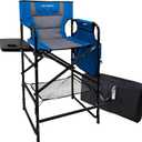 Tall Folding Directors Chair with Side Table 30.71" Seat Height Foldable Camping Chair Bar Stool for Makeup Artist Face Painting with Footrest and Storage Pocket Supports 350LBS