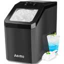 Aeitto Nugget Ice Maker Countertop, 55lbs/Day, Rapid Ice Release in 5 Mins, Large Capacity Chewable Ice Maker, Self-Cleaning with Stainless Steel Housing Ice Machine for Home Office and Party, Blcak (Black)