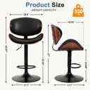 DUMOS Swivel Bar Stools Set of 4, Adjustable Counter Height Bentwood BarStools, PU Leather Upholstery Bar Chair with Ergonomic Back and Footrest, Counter Stools for Bar, Home Kitchen Island, Black, 4 Pack