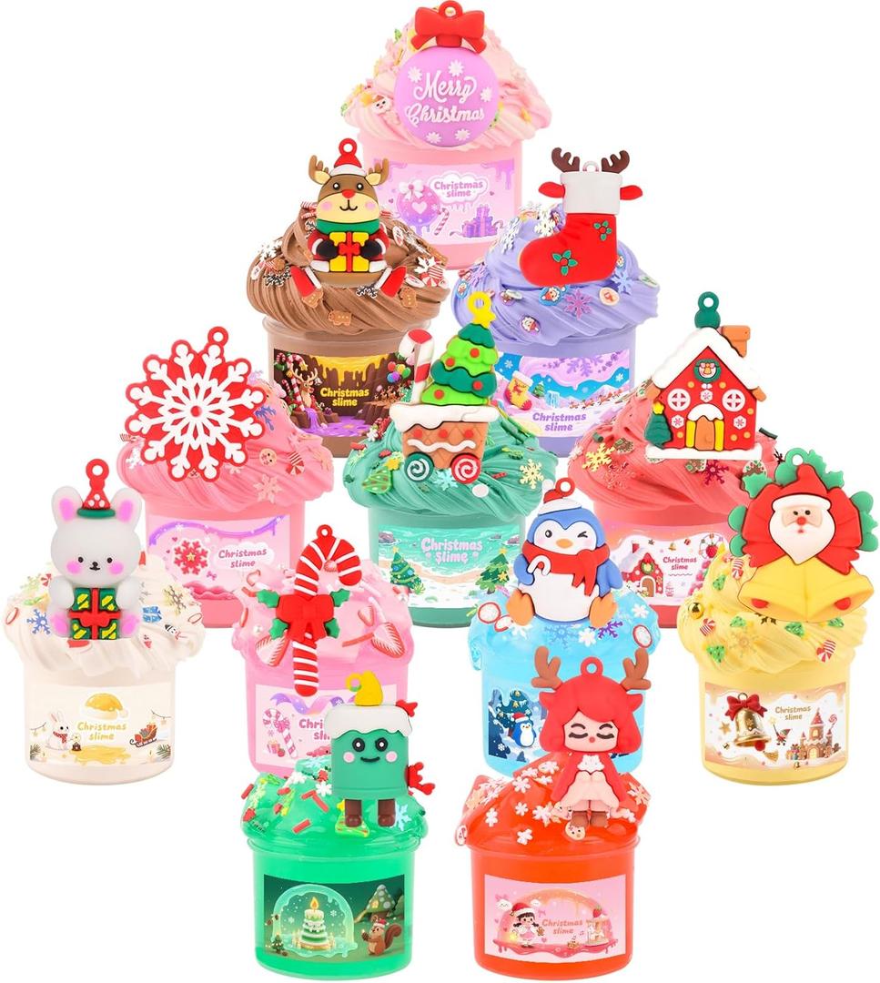 Christmas Stocking Stuffers for Kids  12 Pack Butter Slime Gift Set, Classroom Party Favors, Xmas Gifts for Girls & Boys 4-12, Non-Sticky, Mess-Free Stress Relief Toys & Holiday Party Supplies