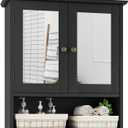 Bathroom Wall Cabinet, Black Bathroom Cabinet with 2 Mirror Doors and Adjustable Shelf, Wall-Mounted, Medicine Cabinet, 21.5" W x 7.8" D x 23.6" H