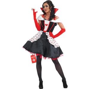 fun shack Queen of Hearts Costume for Women, Red Queen Outfit, Heart Costume for Adults,womens halloween costumes (Small, Black)