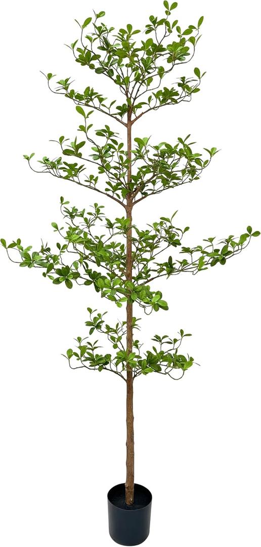 Artificial Black Olive Tree, 7FT Tall Faux Shady Lady Tree with Potted, Fake Olive Tree for Home Decor Indoor