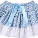 ABAFIP Sissy Plaid Mini Skirt Bowknot Ruffle Pleated Short Crossddressing Skirt for Men (Blue)
