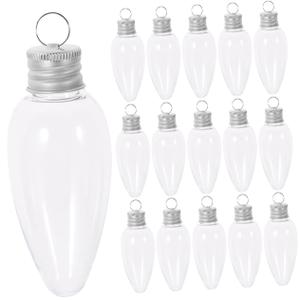 Tessco for you 48 Pcs Christmas Fillable Light Bulb Ornaments, 3.4 oz 100 ml Clear Plastic Light Bulb Jars with Cards & String for DIY Crafts, Candy, Juice, Xmas Tree Decoration, Party Favors