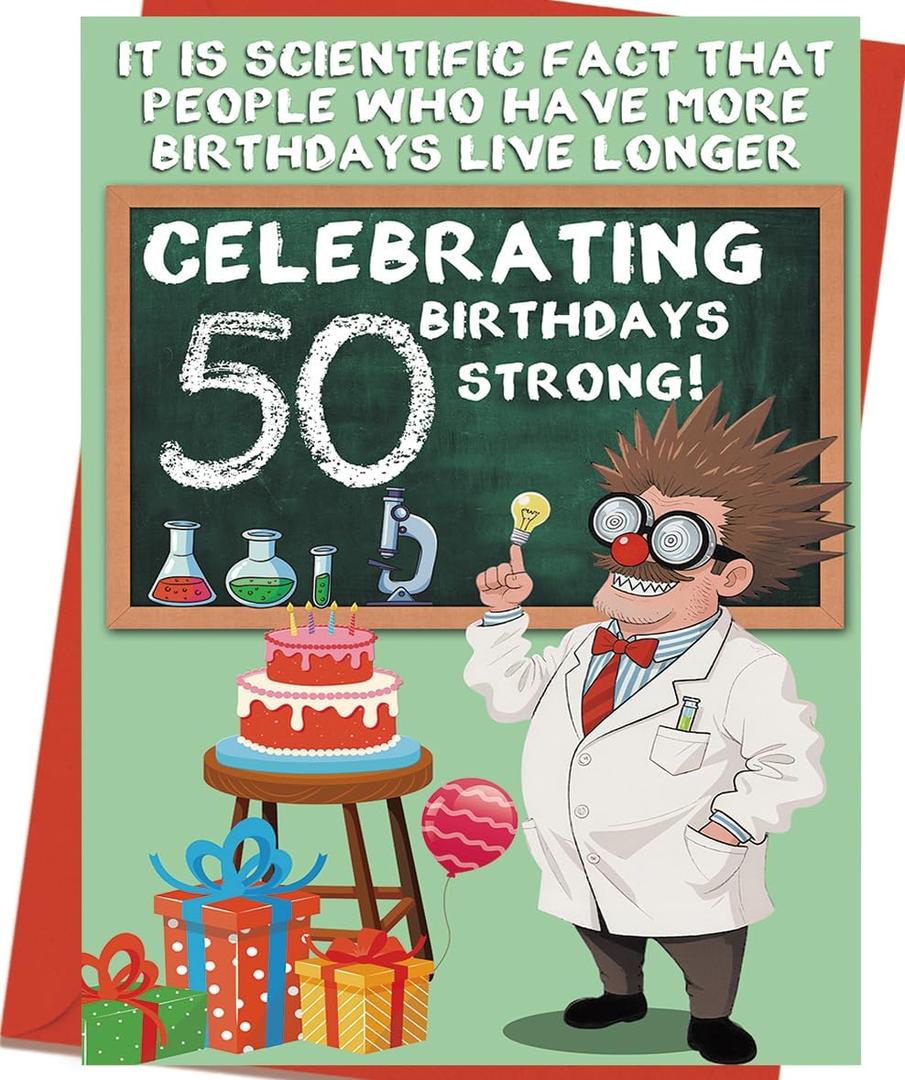 OJsensai Funny 50th Birthday Card for Men Him, Humorous 50 Year Old Birthday Gifts Decorations for Brother Dad Husband Adults