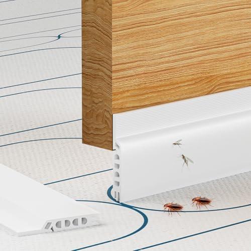 Door Draft Stopper, Door Sweep for Bottom of Door, Under Door Gap Filler, Weather Stripping Door Seal for Exterior & Interior Doors, Under Door Draft Blocker Soundproof/Insulator (White, 78inch)