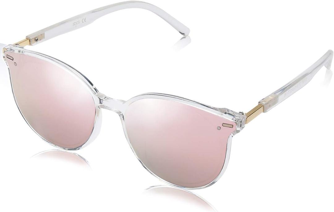 SOJOS Sunglasses Womens Trendy 2025 Classic Round Retro Vintage Shades Large Frame Sunnies SJ2067 (Clear)