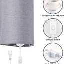 Wall Sconces Set of 2, Plug in Wall Sconces with On/Off Switch, 3-Color Selectable (3000K/4000K/6000K), Fabric Linen Lamp Shades, No Wiring Required, Ideal for Bedroom, Living Room, and Porch (Grey)