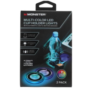 MONSTER MULTY-COLOR LED CUP HOLDER LIGHTS 2pack