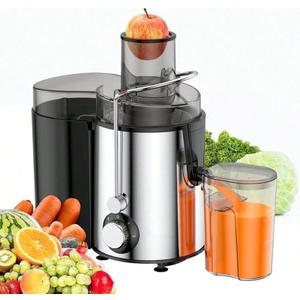 AORAN Powerful Centrifugal Juicer, Suitable For Vegetables And Fruits - Wide Feed Port For Easy Juice Extraction, Easy To Clean, Bpa-Free, Dishwasher Washable Silver