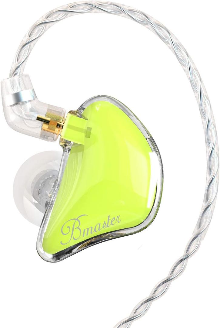 BASN Bmaster Noise Isolating in Ear Monitor Earphones, 1BA+2DD Hybrid Balanced Armature Driver IEM Headphones with Two Detachable MMCX Cables (Yellow)