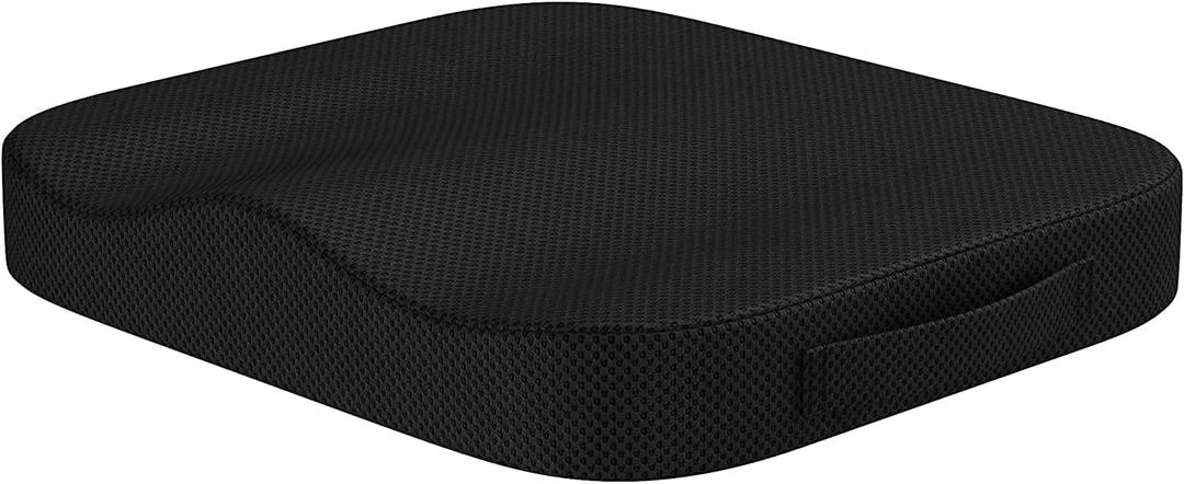 Portable Seat Cushion for Office Soft Memory Foam Seat Cushion Non Slip Bottom with Carry Handle,Washable CoverComfortable Coccyx Cushion for Home Office Chair PadCar Seat, Wheelchair (Black)