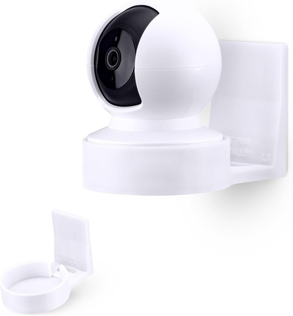 BRAINWAVZ Wall Mount for Kasa EC70 Spot & 2K Indoor Pan/Tilt, Adhesive Holder for TP Link Spot Smart Security Cameras, Installs in Minutes, No Mess Hanger Bracket (White)