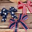 Ribbli Patriotic Ribbon Wired Navy with White Star 1-1/2 Inch x 10 Yard Red White Blue Ribbon for Wreaths,Crafts,Big Bows,Gift Wrapping, 4th of July, Independence Day, Memorial Day