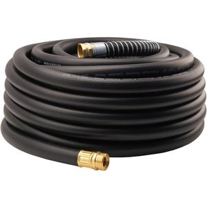 Wiseflow Garden Hose 75FT x 3/4", Heavy Duty Rubber Hose, Water Hose with Five Layered Braiding, Male Female Fittings, 1200PSI Burst, 300PSI Working for Yard, Car Wash, Pets (Black)