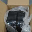 Nervure 100PCS Black Gold Plastic Plates - 7.5 inch Black Plastic Plates with Gold Rim - Disposable Dessert Plates for Wedding & Party