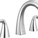 Delta Arvo Chrome Bathroom Faucet with Sprayer, 8 Inch 3 Hole Widespread Bathroom Sink Faucet with Pull Out Sprayer, Push-Pop Drain, Chrome 35840LF-PD