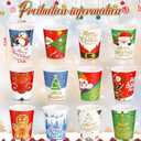 Sliner 120 Pcs Disposable Christmas Coffee Cups Xmas Party 9 oz Paper Cups Santa Elf Snowman Hot Tumbler Winter Holiday Cold and Hot Drink Tumbler for Coffee Tea Juice, Christmas Party Decoration