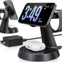 3 in 1 Wireless Charging Station for Apple, 15W Mag-Safe Charger Stand for iPhone17/16/15/14/13/12 Pro/Max/Plus/, Phone Charger Stand for Airpods 4/3/2, Wireless Charger for iWatch Series(Black)