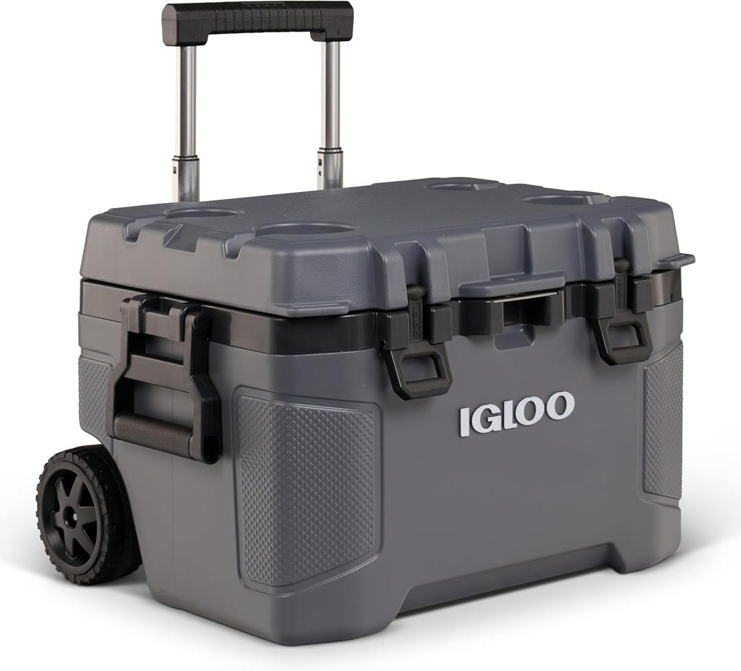 Igloo Trailmate 52Qt Wheeled Cooler, Insulated Hard Shell Ice Chest, Carbonite