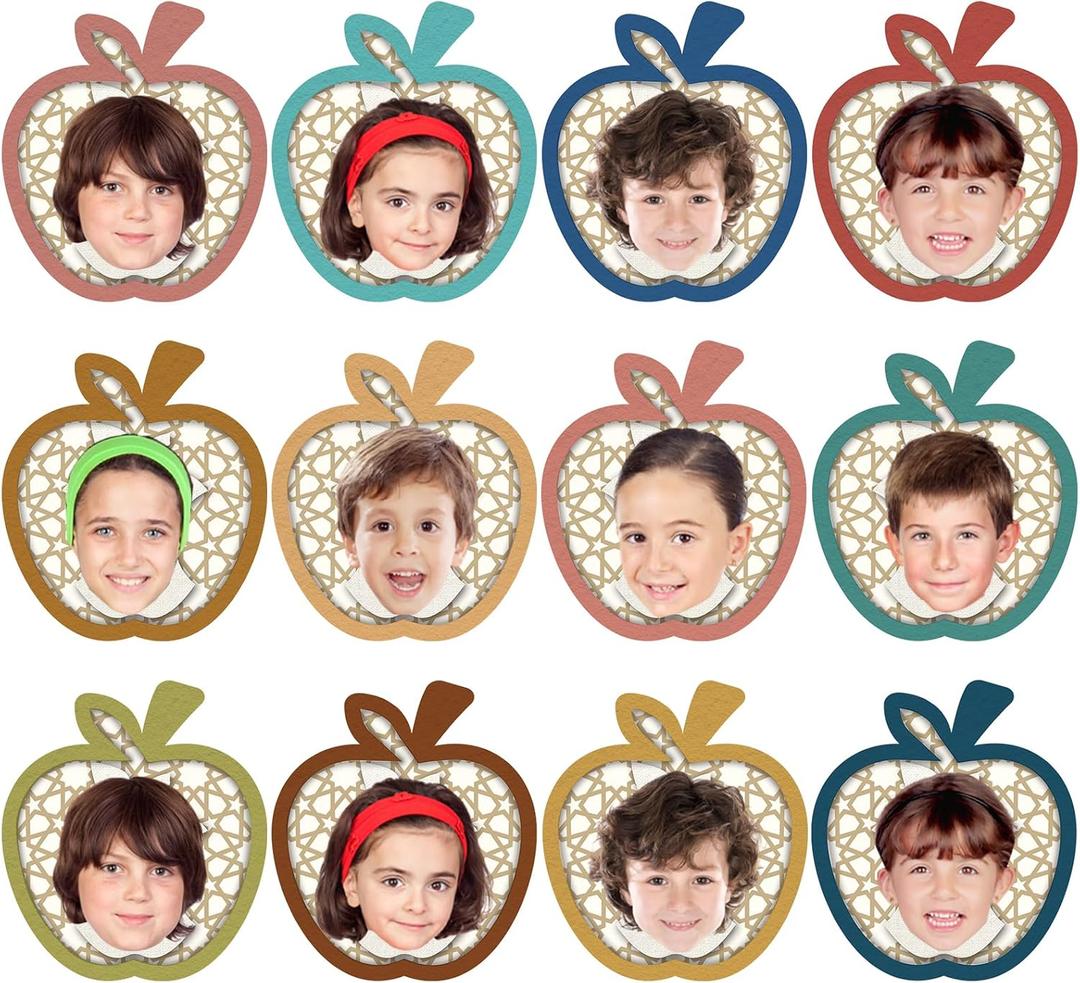 3 x Kosiz 60 Pcs Apple Decorations for Classroom Back to School Cutouts Boho Bulletin Board Decor Apple Paper Cut Decoration for Classroom Office Back to School Boho Party Wall Decor, 12 Styles